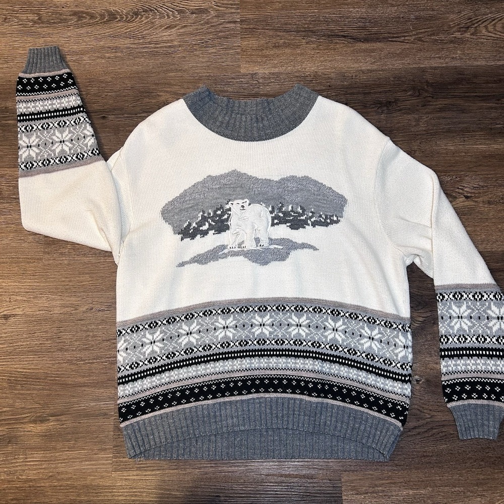 VTG 90s Company Collection Polar Bear Sweater Women's XL Made in USA Knit